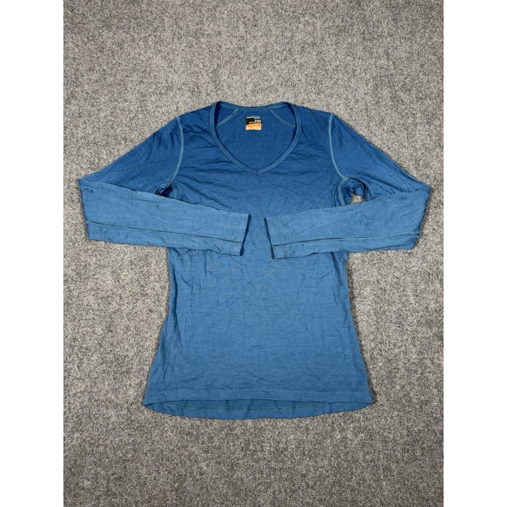Icebreaker Bodyfit 200 Shirt Women Small Blue Merino Wool Base Layer Long Sleeve